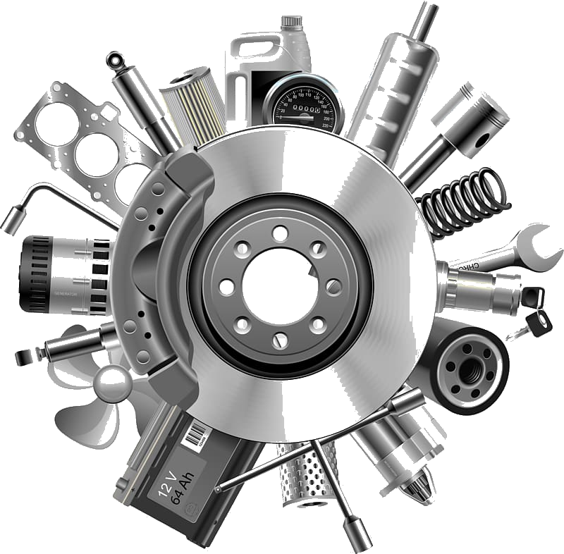 Brake disc surrounded by engine, filtration and suspension components